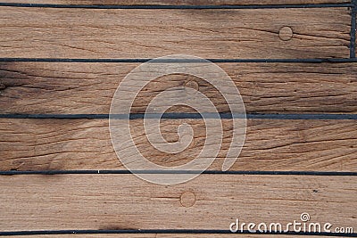 The deck is on the ship. wood texture. surface. brown. Stock Photo