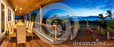 Deck with Sunset View Stock Photo