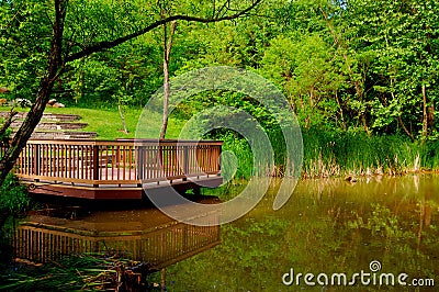 Deck on water Stock Photo