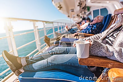 Deckchairs Cruise Ship Relax Stock Photo