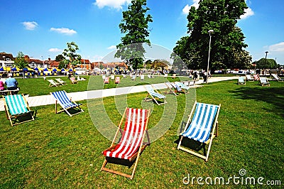 Deckchairs, Stratford-upon-Avon. Editorial Stock Photo