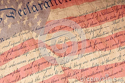 Declaration of Independence Close Up Stock Photo