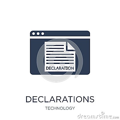 Declarations icon. Trendy flat vector Declarations icon on white Vector Illustration