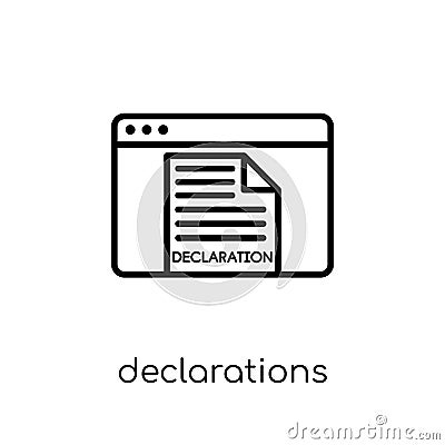 Declarations icon. Trendy modern flat linear vector Declarations Vector Illustration