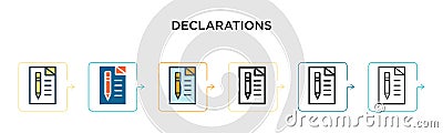 Declarations vector icon in 6 different modern styles. Black, two colored declarations icons designed in filled, outline, line and Vector Illustration
