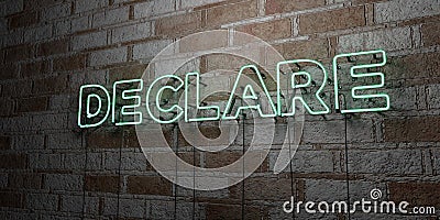 DECLARE - Glowing Neon Sign on stonework wall - 3D rendered royalty free stock illustration Cartoon Illustration