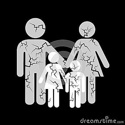 Decline and collapse of traditional nuclear family Vector Illustration