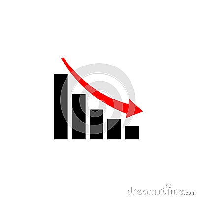 Decline Graph, Chart with bars declining, Chart icon Vector Illustration