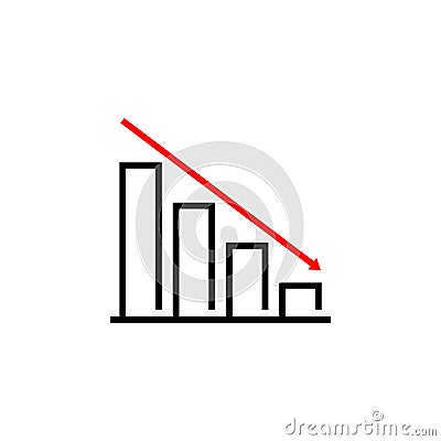 Decline Graph, Chart with bars declining, Chart icon Vector Illustration