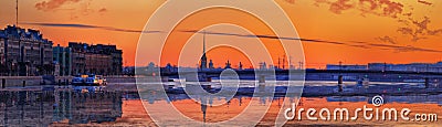 Decline over Neva and the Peter and Paul Fortress in St. Petersburg Stock Photo