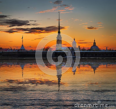 Decline over the Peter and Paul Fortress Stock Photo