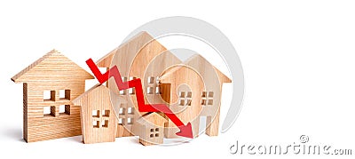 a decline in property prices. population decline. falling interest on the mortgage. reduction in demand for the purchase Stock Photo