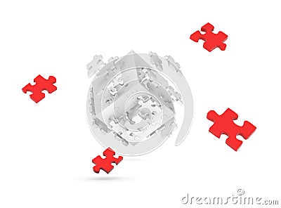 Decomposed cube of puzzle Stock Photo