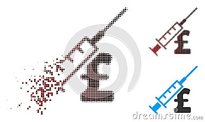 Decomposed Pixel Halftone Narcotic Pound Business Icon Vector Illustration