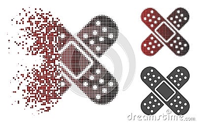 Decomposed Pixelated Halftone Bandage Icon Vector Illustration