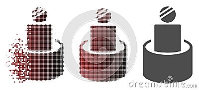 Decomposed Pixelated Halftone Patient Isolation Icon Vector Illustration
