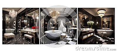 decor hollywood glam bathroom interior design ai generated Cartoon Illustration