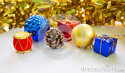 Decor objects for Christmas or Chinese New Year Stock Photo