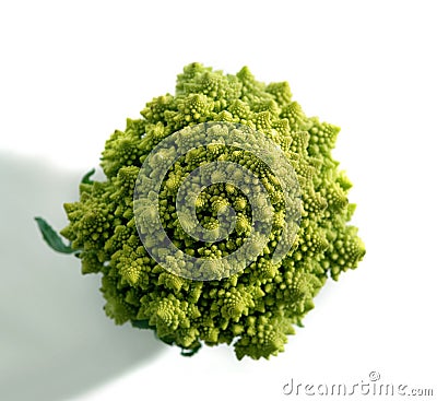 Decorate broccoflower top view - brocolli on white Stock Photo