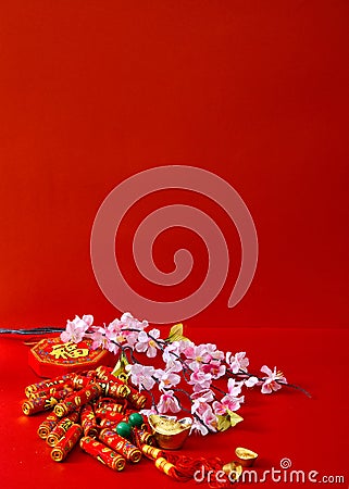 Decorate chinese new year 2019 on a red background(Chinese characters . FU. in the article refer to good luck, wealth, money flow Stock Photo