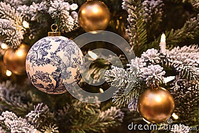 Decorated ball on a New Year tree Stock Photo