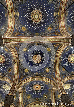 Decorated Ceiling into Church of All Nations Stock Photo