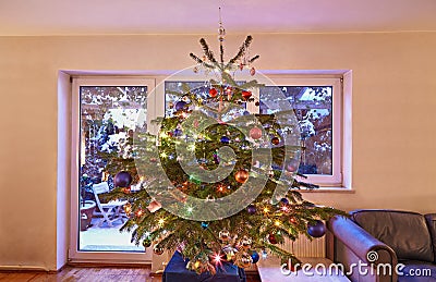 Decorated chrismas tree Stock Photo