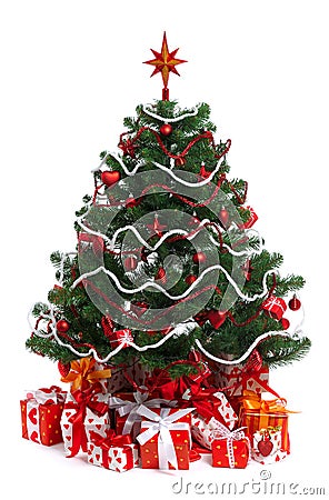 Decorated Christmas fir tree Stock Photo