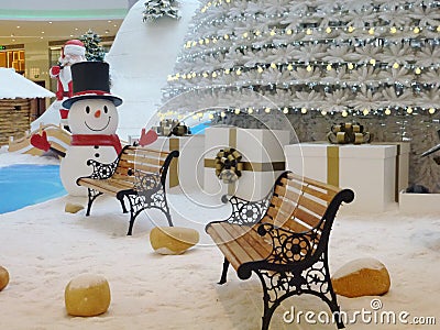 Decorated Christmas ice and snow world landscape. Editorial Stock Photo