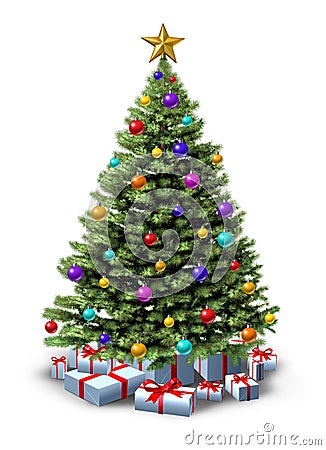 Decorated Christmas Tree Stock Photo