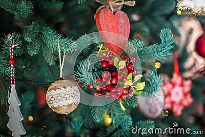 Decorated Christmas tree closeup Stock Photo