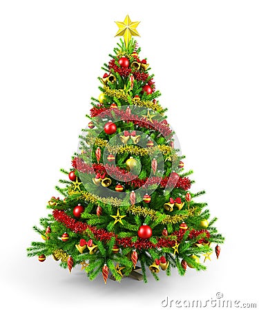 Decorated Christmas tree Stock Photo