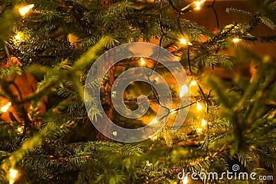 Festive sparkling background with Christmas decorative colorul bauble. Stock Photo