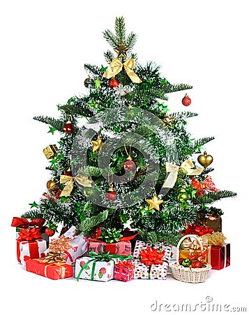 Decorated Christmas tree Stock Photo