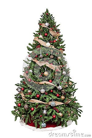 Decorated Christmas Tree Isolated Stock Photo