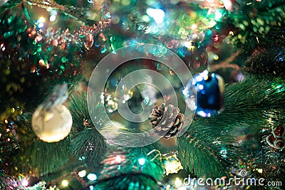 Decorated Christmas treewith shine lights Stock Photo