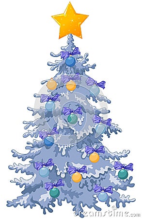 Decorated Christmas Tree Vector Illustration