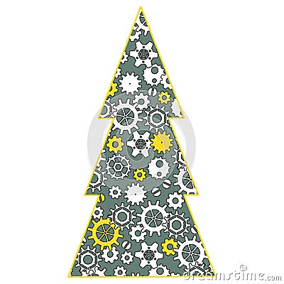 Decorated Christmas tree in the steampunk style. Vintage steampunk Movement Vector illustration Vector Illustration