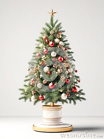 Decorated Christmas tree. Traditional festive decoration Stock Photo