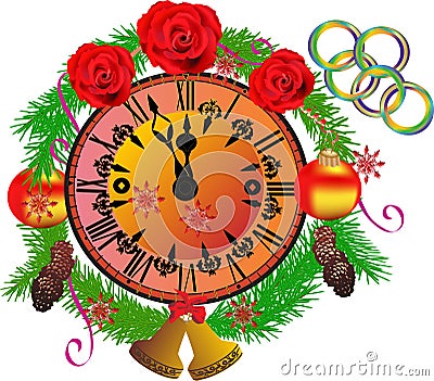 Decorated clock isolated on white Vector Illustration