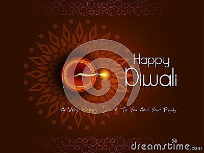 Decorated Diya for Happy Diwali festival holiday celebration of India greeting background Vector Illustration