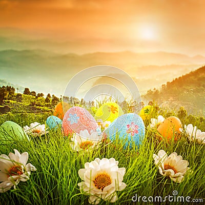 Decorated easter eggs Stock Photo