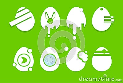 Decorated Eggs Set Icon Collection Easter Holiday Vector Illustration