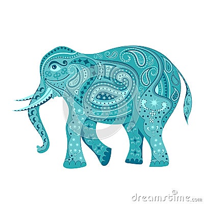 Decorated Elephant Vector Illustration