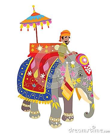 Decorated elephant at an Indian festival Vector Illustration