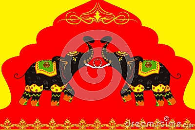Decorated Elephant showing Indian culture Vector Illustration