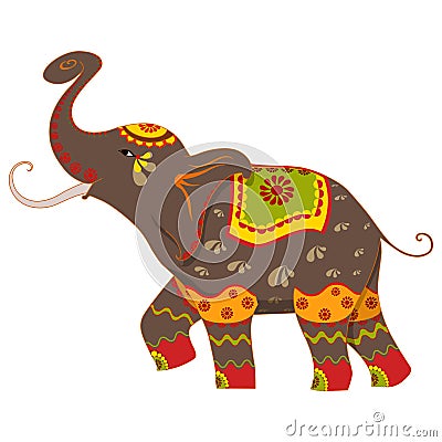 Decorated Elephant Vector Illustration