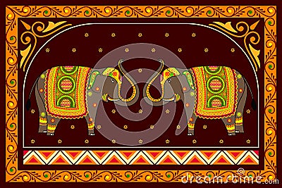 Decorated Elephant Vector Illustration