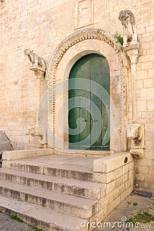 Entrance. church of Saint Giacomo. Trani. Apulia. Italy Stock Photo