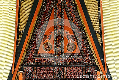 Decorated facade of the traditional house in the Tana Toraja Stock Photo